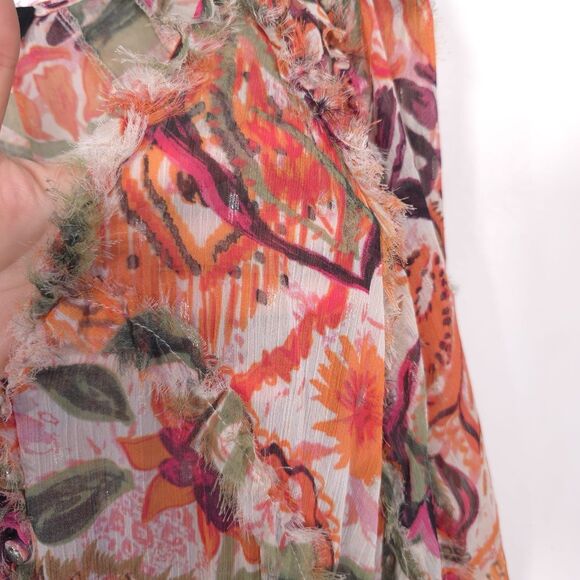 Anthropologie o.p.t Rhea Mini Dress Size XL Tiered Pleated Shift V-neck Floral - Picture 7 of 12